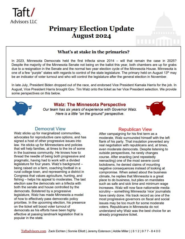 2024 Minnesota Primary Update Law Bulletins Taft Stettinius