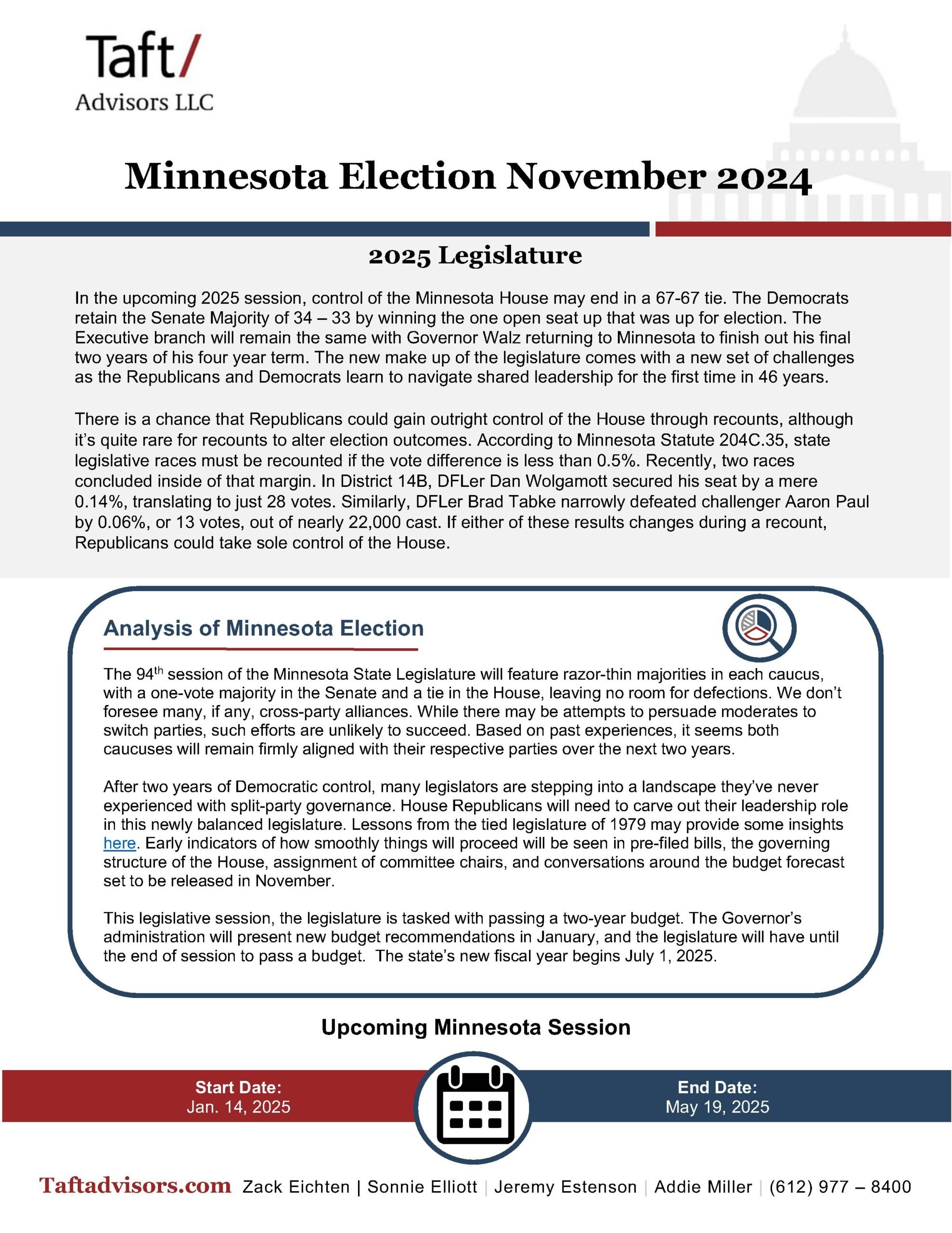 2024 Minnesota General Election Update Law Bulletins Taft Law